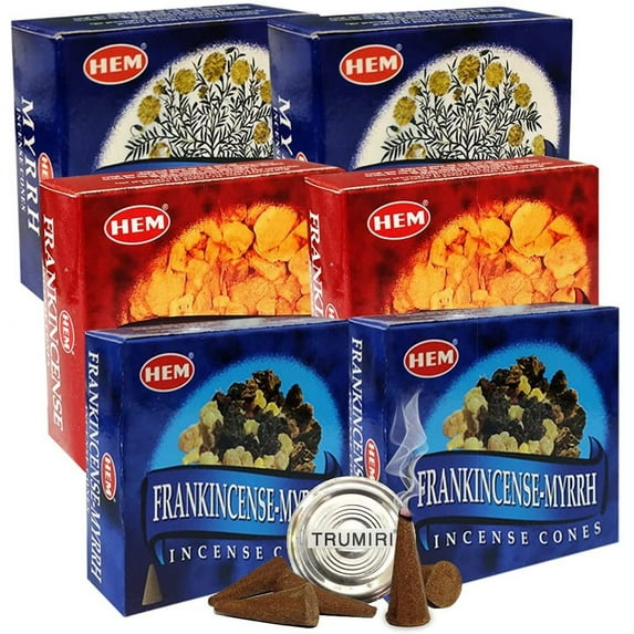 Frankincense Myrrh Frankincense Myrrh Incense Cones & Holder Bundle Variety Pack From Hem Trumiri Insense Inscents Insencents Insence