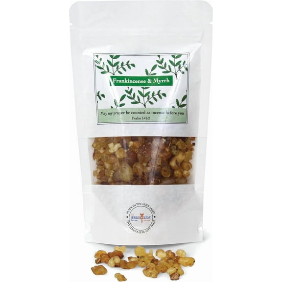 The Jerusalem Gift Shop – Frankincense & Myrrh Incense Resin – Holy Aroma from Jerusalem – Natural Church Scent in Gift Bag