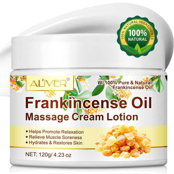 Frankincense Oil Cream for Hydrate Skin, Massage Lotion for Body, Better Relaxation & Stress Relief, Rich in Vitamin E, 120g/4.23oz