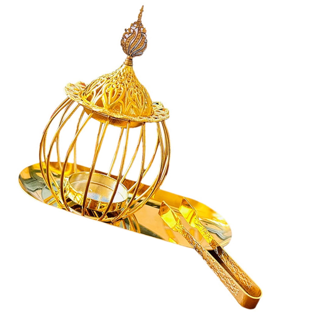 BQBQERT Decorative Metal Incenses Burners Censers Set for Meditations Space Includes Tealight Holder Tray and Tongs