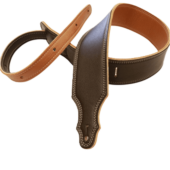 Franklin 2.5" Premium Leather Reversible Strap, Chocolate/Gold