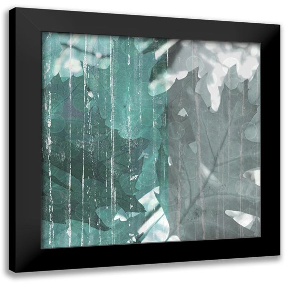 Franklin 20x20 Black Modern Framed Museum Art Print Titled - Teal Leaf