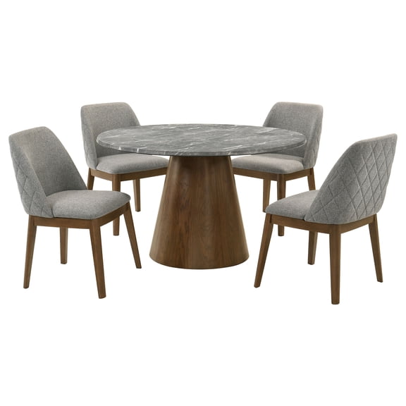 Franklin 5-piece Round Dining Table Set Grey and Dark Oak