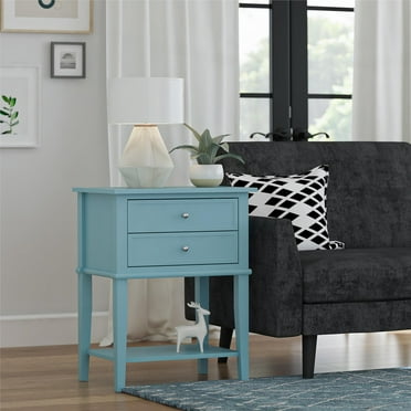 Franklin Accent Table with 2 Drawers, Blue