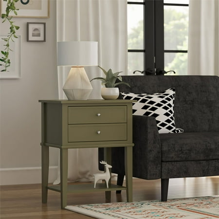 Franklin Accent Table with 2 Drawers, Olive Green