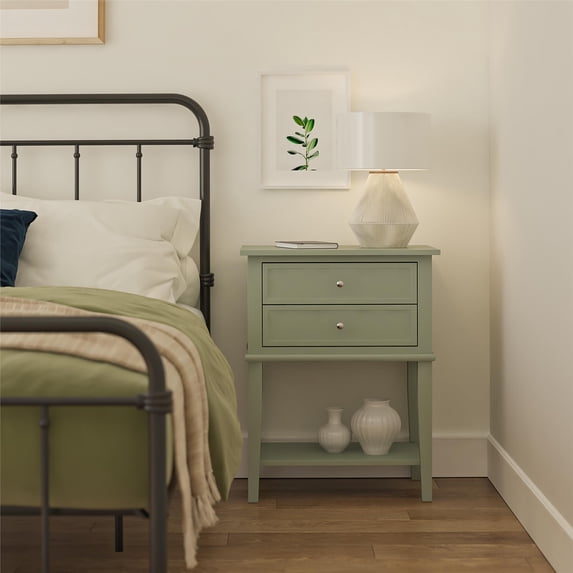 Franklin Accent Table with 2 Drawers, Pale Green