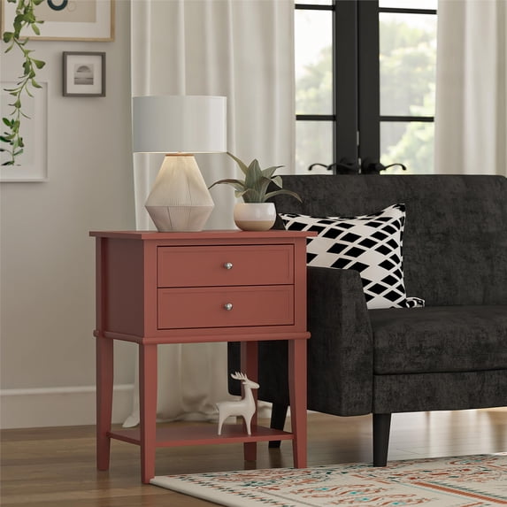 Franklin Accent Table with 2 Drawers, Terracotta