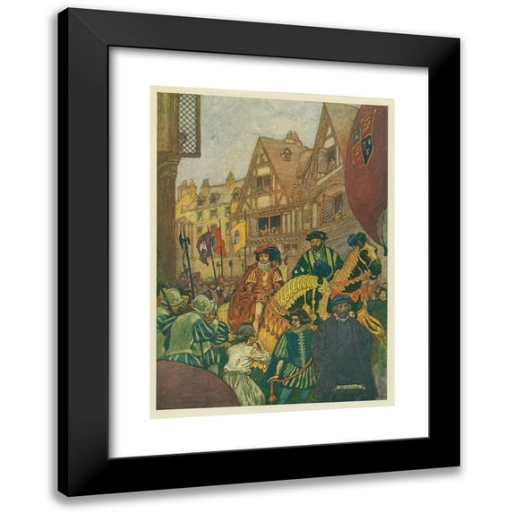 Franklin Booth 11x14 Black Modern Framed Museum Art Print Titled - She Embraced His Leg, She Covered it with Kisses, She Cried, ‘O, My Child, My Darling!’