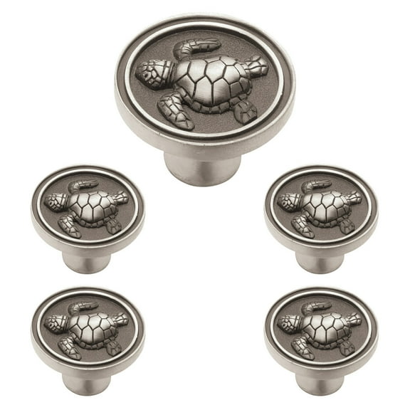 Franklin Brass 1-3/8" Turtle Knob in Brushed Satin Pewter, 5-Pack
