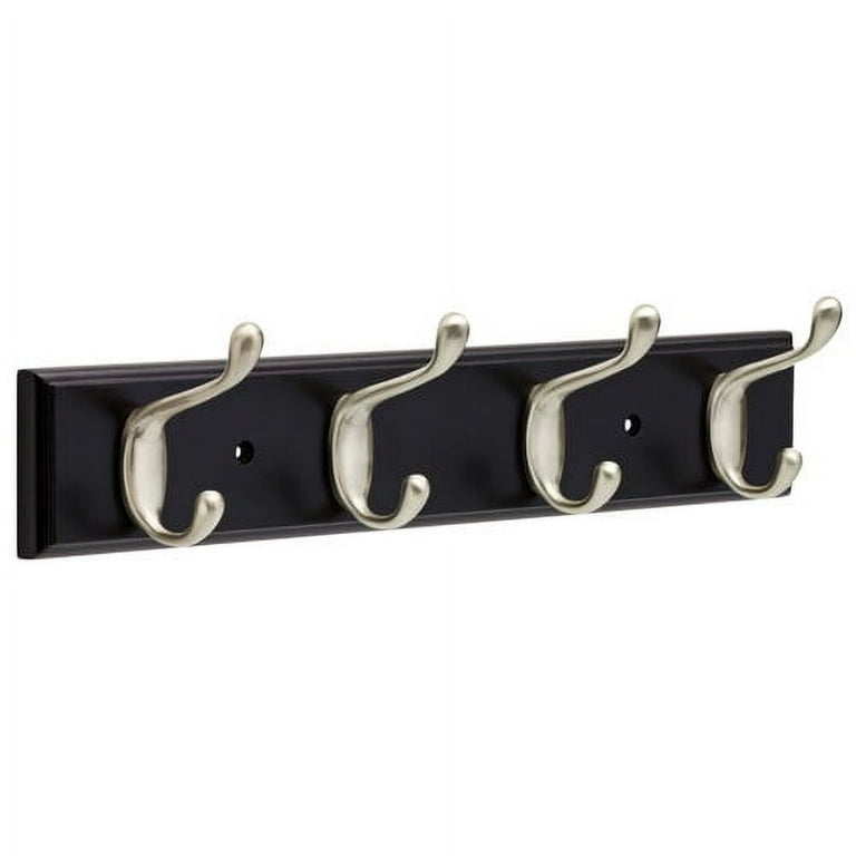Franklin Brass 27 In. Wood Rack With 6 Heavy Duty Coat And Hat Hooks, Bark And Satin Nickel Franklin Brass 27 In. Wood Rack With 6 Heavy Duty Coat And Hat Hooks, Bark And Satin Nickel