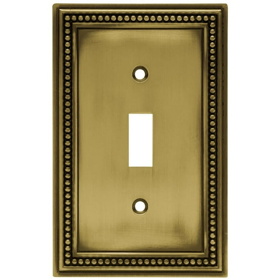 Franklin Brass 171904 Beaded Single Toggle Switch Plate/ Cover, Tumbled Antique Brass, 1-Pack