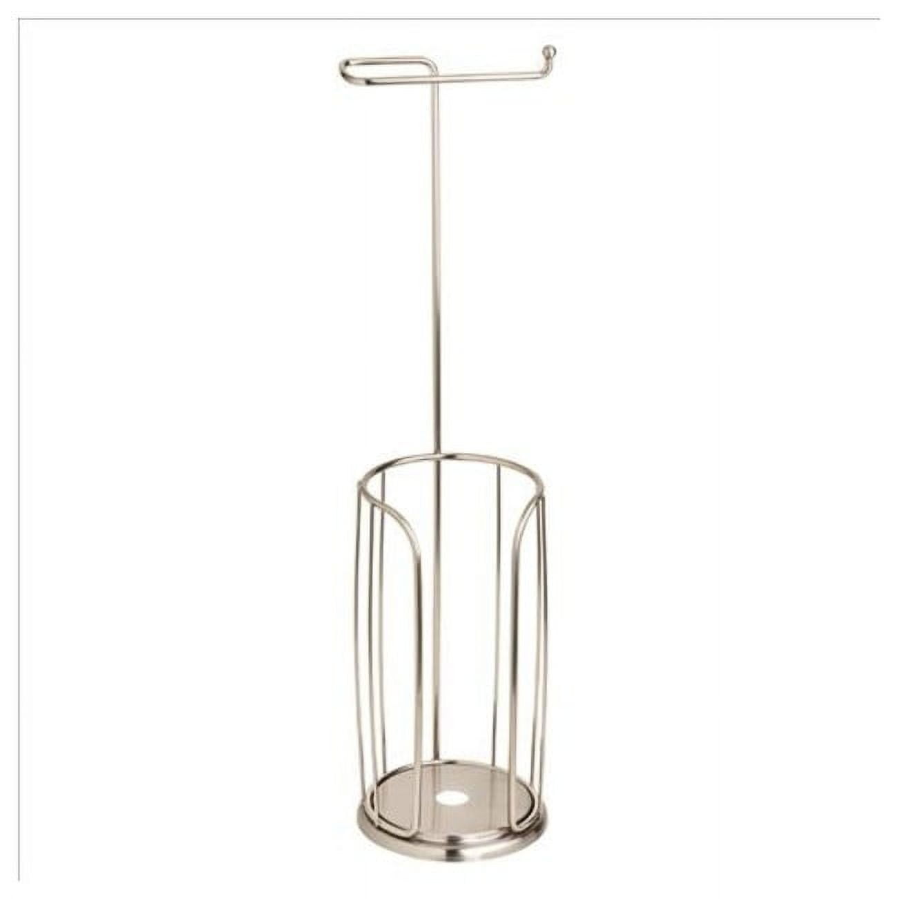 Brushed Nickel Freestanding Toilet Paper Holder with Storage