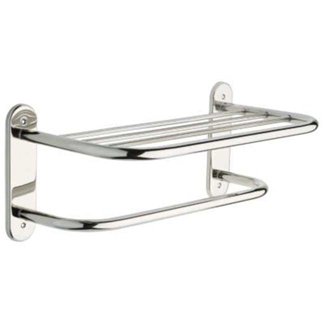 Polished Stainless Steel Wall Mounted Towel Rack with Shelf