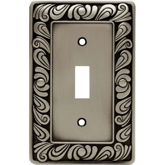 Franklin Brass Paisley Wall Plate, Brushed Satin Pewter Single Switch Cover Switch Cover, 1-Pack, 64048