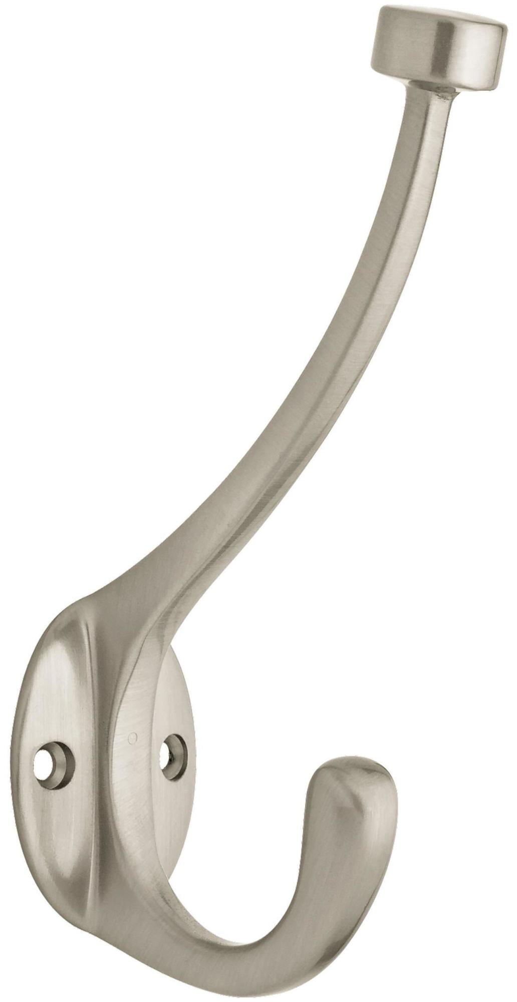 Brushed Nickel Wall Mount Double Coat and Hat Hooks