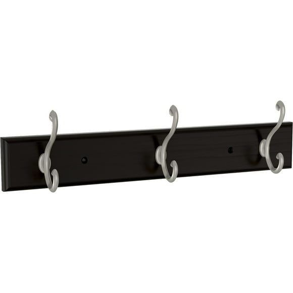 Franklin Brass B46713k-C Scroll 15-7/8" Wide Coat And Hat Hook Rack - Matte Black / Matte
