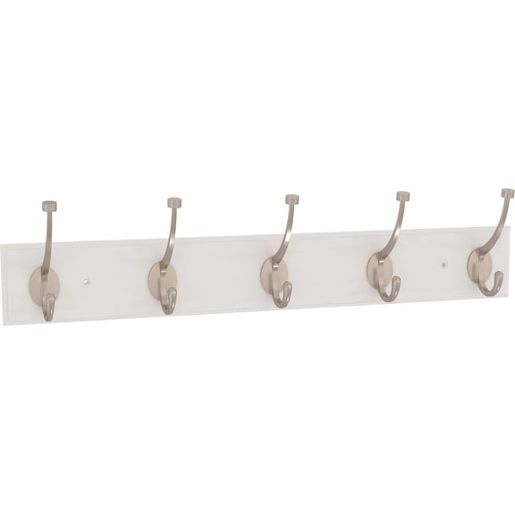 Franklin Brass B46716K-PMN 26.5" White Rail w/ 5 Satin Nickel Pilltop Hooks