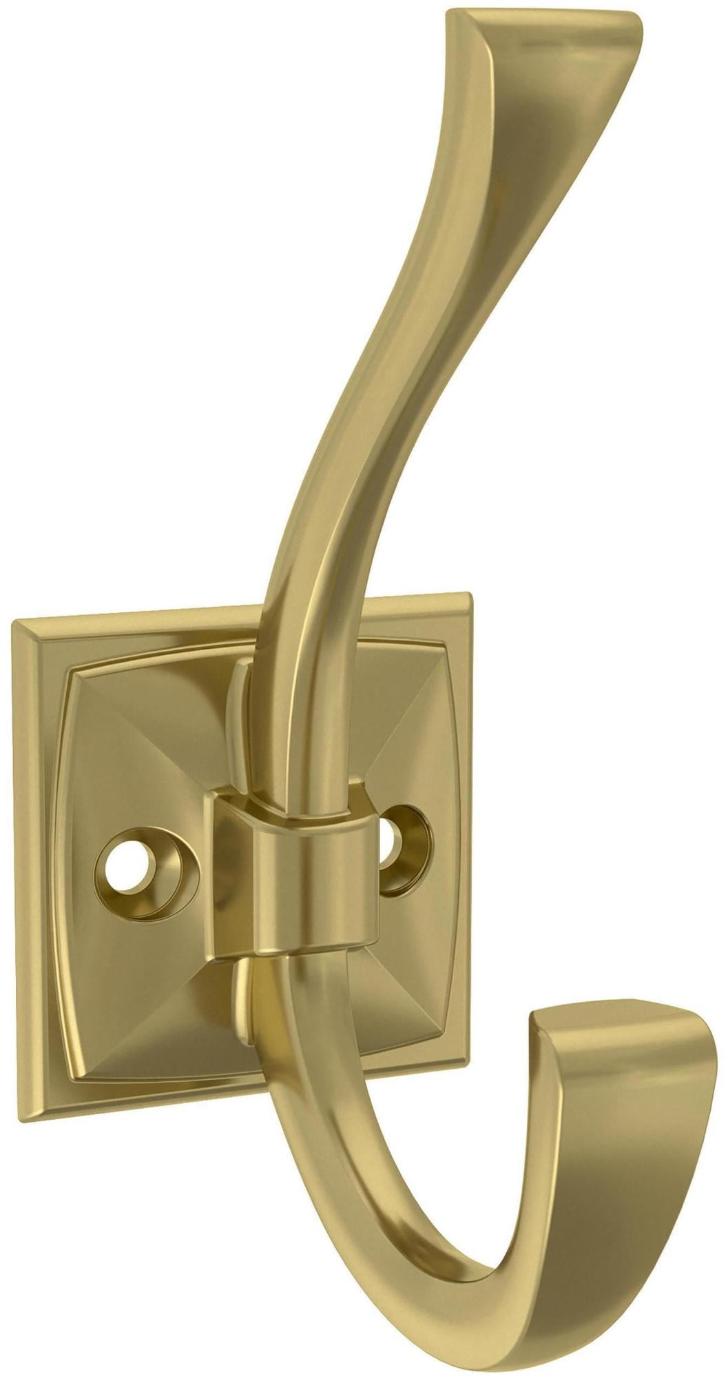 Satin Gold Double Coat and Hat Wall Hook