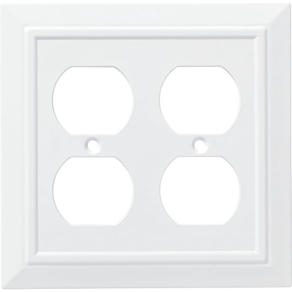 Franklin Brass Classic Architecture (1-Pack) Outlet Covers Pure White 2-Gang Wall Plate Double Duplex Switch Plates Electrical Outlet Covers W35247-PW-C
