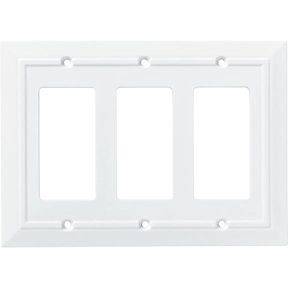 Franklin Brass Classic Architecture (1-Pack) Decorative Light Switch Cover Pure White 3-Gang Decorator/Rocker Wall Plate Triple Switch Plate Cover Electrical Outlet Guard W35250-PW-C