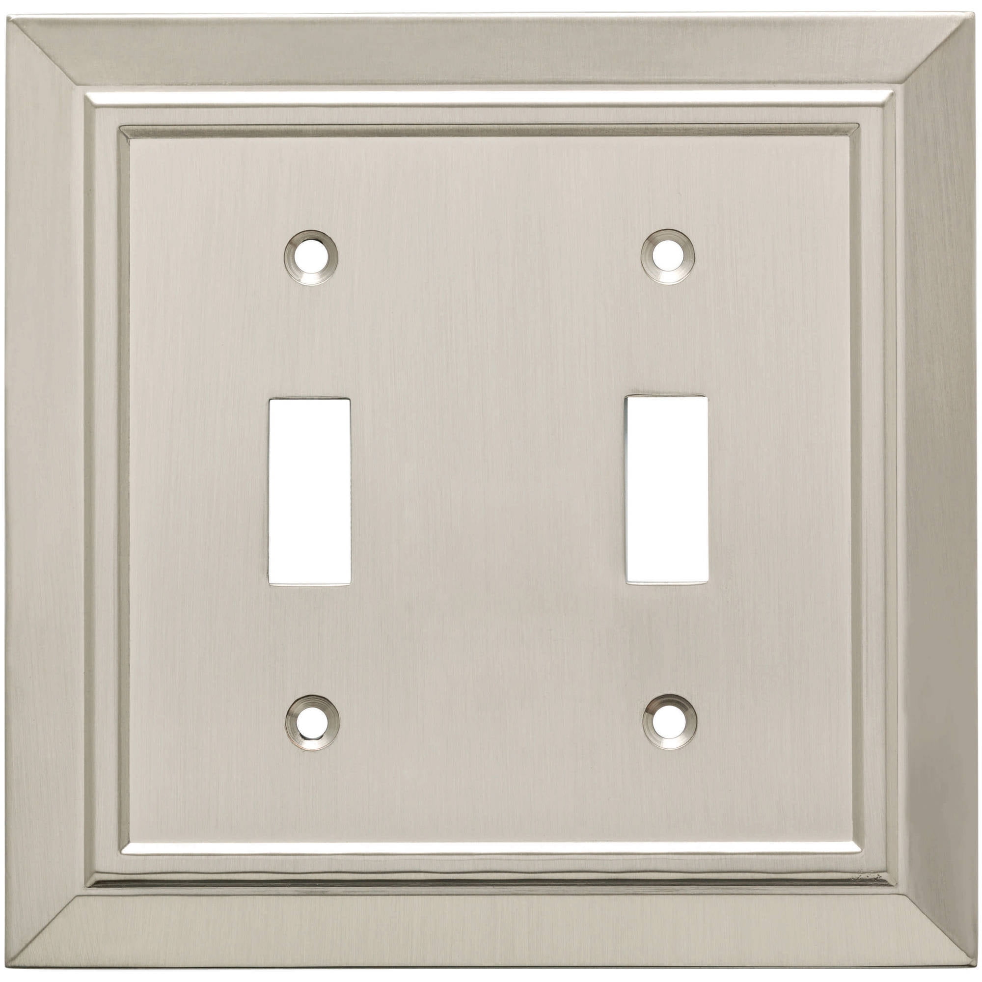 Satin Nickel 2-Gang Decorative Light Switch Wall Plate