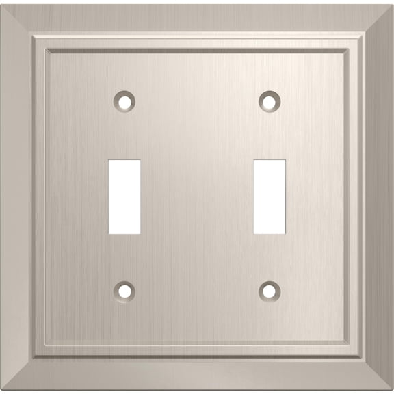 Franklin Brass Classic Architecture (1-Pack) Decorative Light Switch Cover Brushed Nickel 2-Gang Wall Plate Double Toggle Plate Covers Electrical Outlet Guard W35220-SN-C