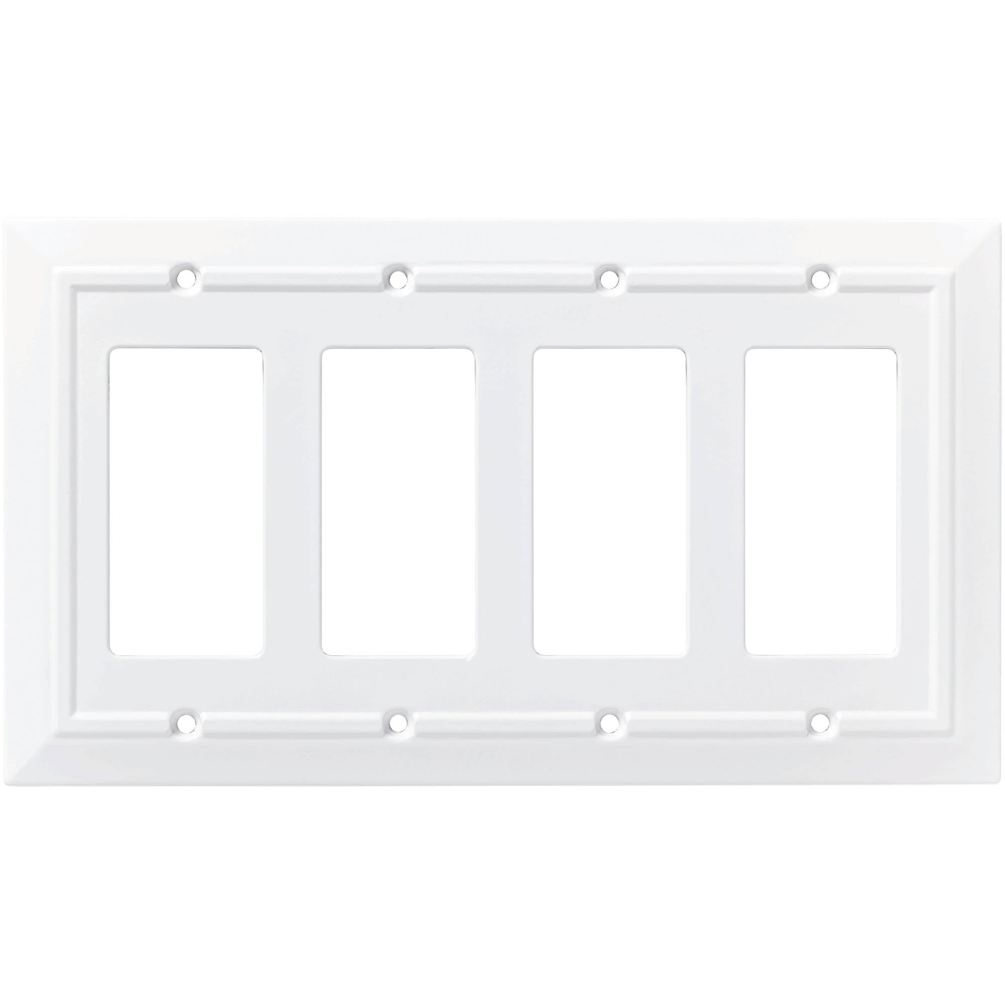 Pure White Quadruple Rocker Switch Wall Plate
