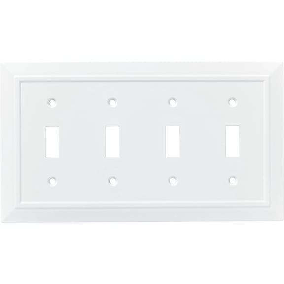 Franklin Brass Classic Architecture (1-Pack) Decorative Light Switch Cover Wall Plates Pure White 4-Gang Wall Plate Quad Toggle Plate Guards Electrical Outlet Guard W35251-PW-C