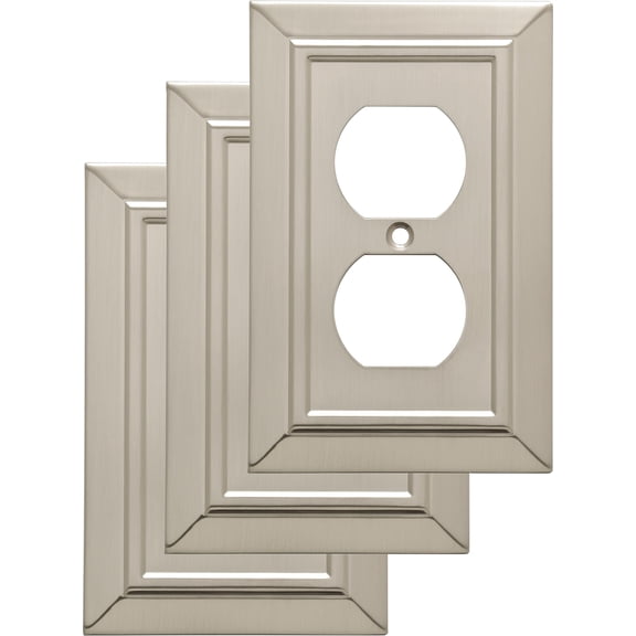 Franklin Brass Classic Architecture (3-Pack) Outlet Covers Brushed Nickel 1-Gang Wall Plate Single Duplex Switch Plates Electrical Guard W35218V-SN-C