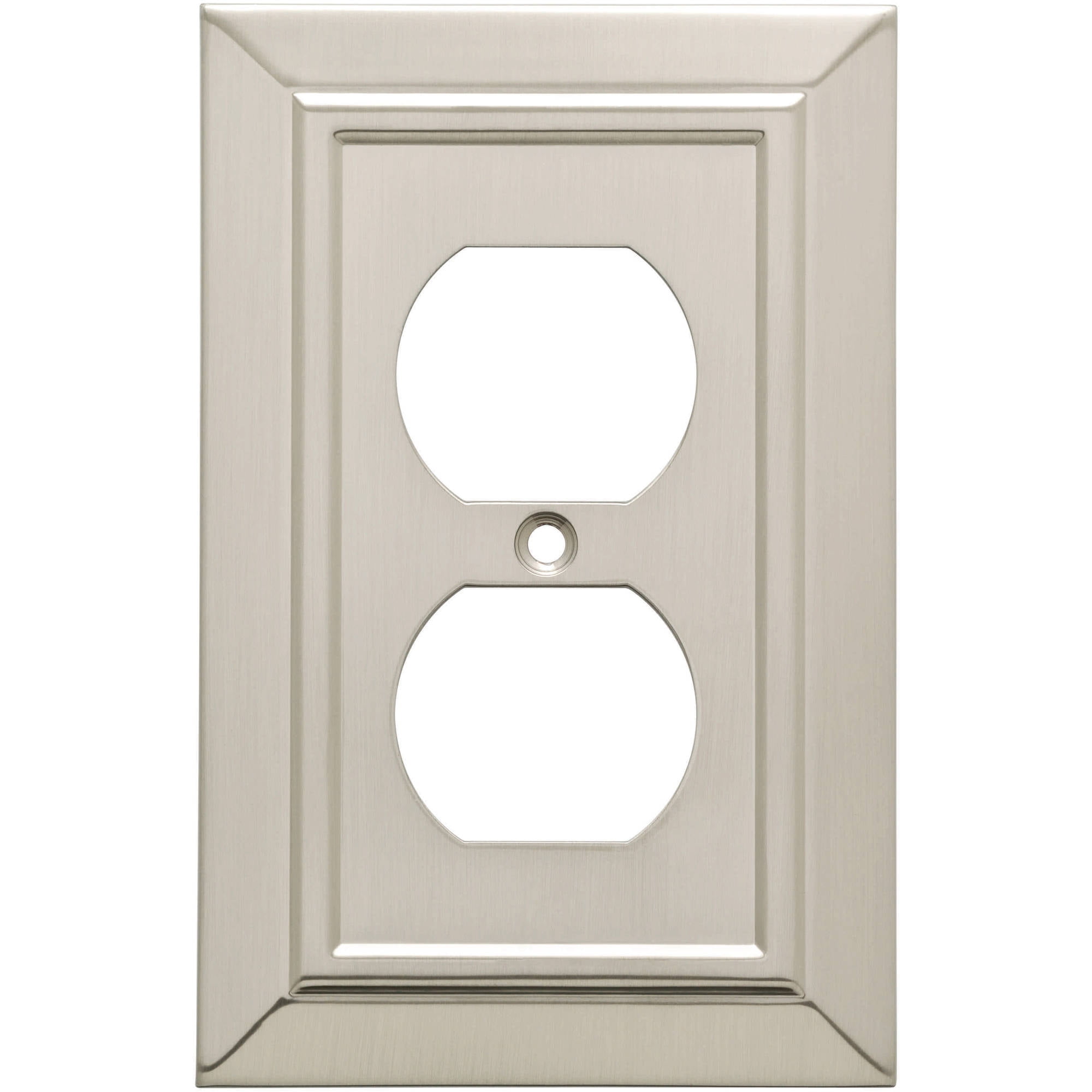 Brushed Nickel Classic Architecture 1-Gang Duplex Outlet Wall Plate