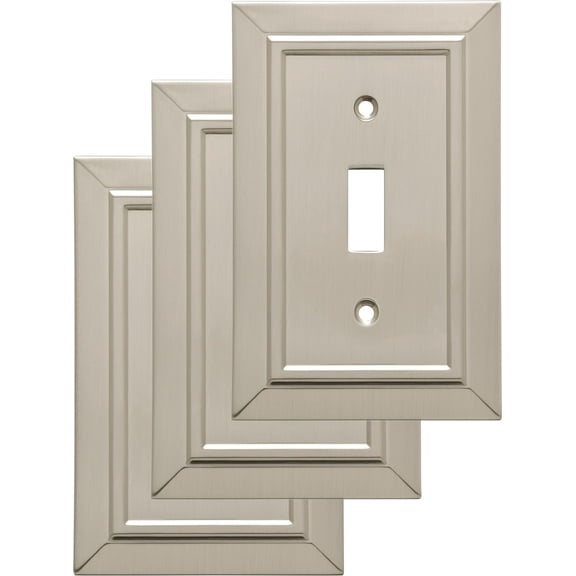 Franklin Brass Classic Architecture (3-Pack) Decorative Light Switch Cover Wall Plates Brushed Nickel 1-Gang Wall Plate Toggle Electrical Outlet Guard W35217V-SN-C