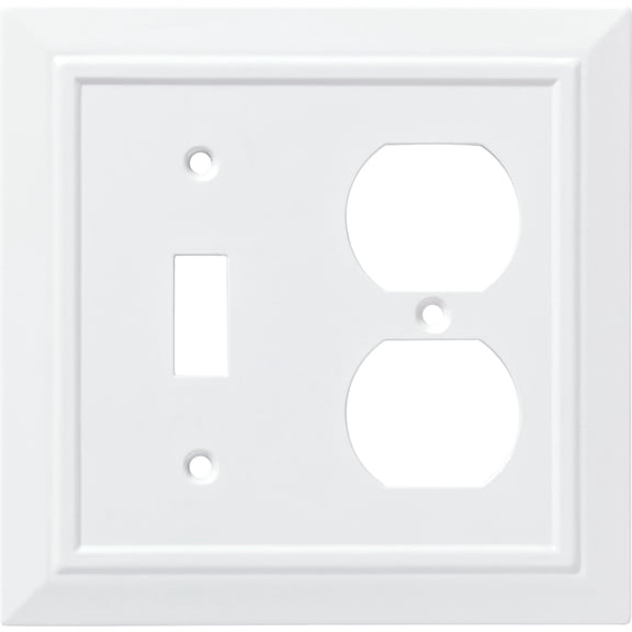 Franklin Brass Classic Architecture (1-Pack) Single Switch/Duplex Combo Pure White 2-Gang Combination Wall Plate Electrical Outlet Covers W35245-PW-C