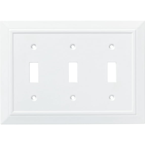 Franklin Brass Classic Architecture (1-Pack) Decorative Light Switch Cover Wall Plates Pure White 3-Gang Wall Plate Toggle Plate Guards Electrical Outlet Guard W35249-PW-C
