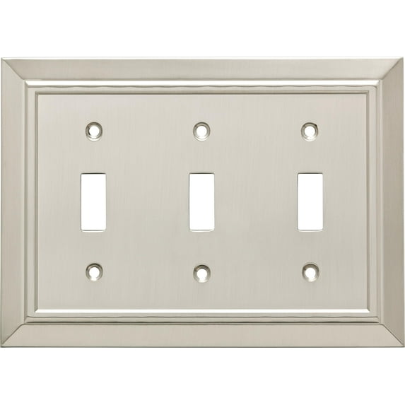 Franklin Brass Classic Architecture (1-Pack) Decorative Light Switch Cover Wall Plates Brushed Nickel 3-Gang Wall Plate Toggle Plate Guards Electrical Outlet Guard W35225-SN-C