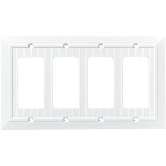 Franklin Brass W35276-PW-C Classic Beadboard Quad Decorator Wall Plate, Switch Plate & Cover - Pure White