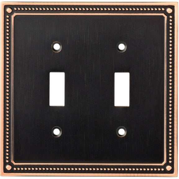 Franklin Brass W35061-VBC-C Classic Beaded Double Toggle Switch Wall Plate, Switch Plate & Cover - Bronze with Copper Highlights