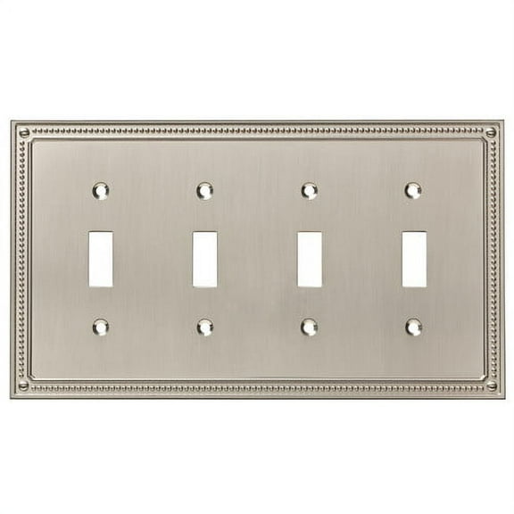 Franklin Brass W35068-SN-C Classic Beaded Quad Switch Wall Plate, Switch Plate & Cover - Satin Nickel