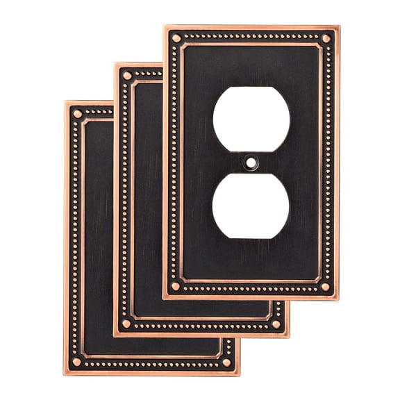Franklin Brass W35059V-VBC-C Classic Beaded Single Duplex Wall Switch Plate/Cover, 3-pack, Bronze with Copper Highlights, 3 Count