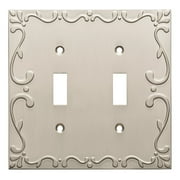 Franklin Brass Classic Lace (1-Pack) Decorative Light Switch Cover Brushed Nickel 2-Gang Wall Plate Double Toggle Plate Covers Electrical Outlet Guard W35073-SN-C