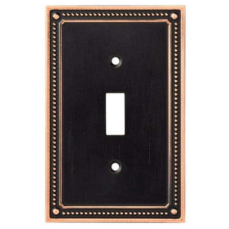 Franklin Brass Classic Beaded (1-Pack) Decorative Light Switch Cover Wall Plates Bronze w/Copper Highlights 1-Gang Wall Plate Switch/Toggle Plate Electrical Outlet Covers W35058-VBC-C