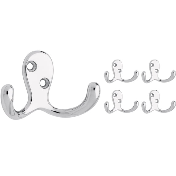 Franklin Brass Double Prong Robe Hook in Polished Chrome, 5 pack