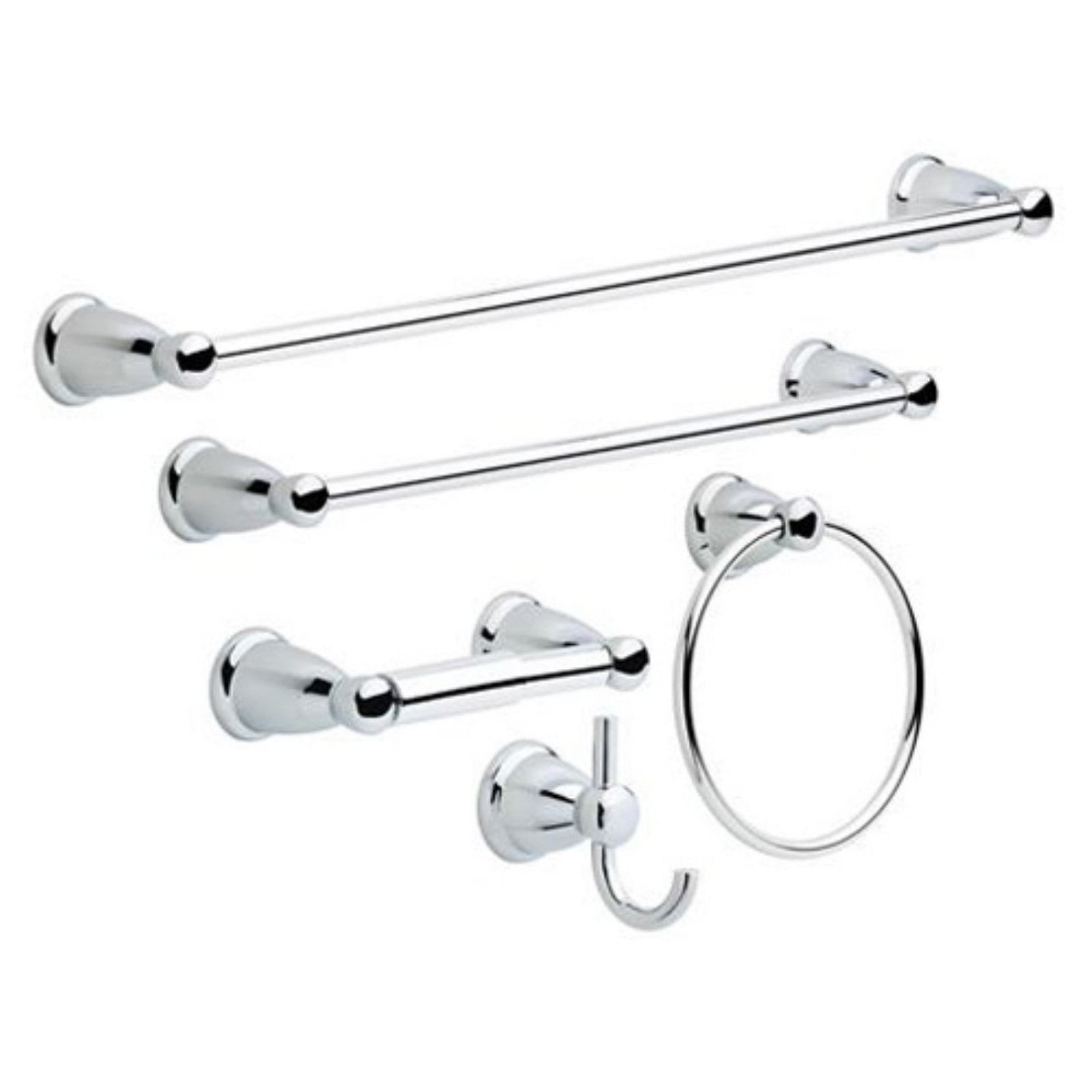Polished Chrome 5-Piece Bathroom Hardware Set