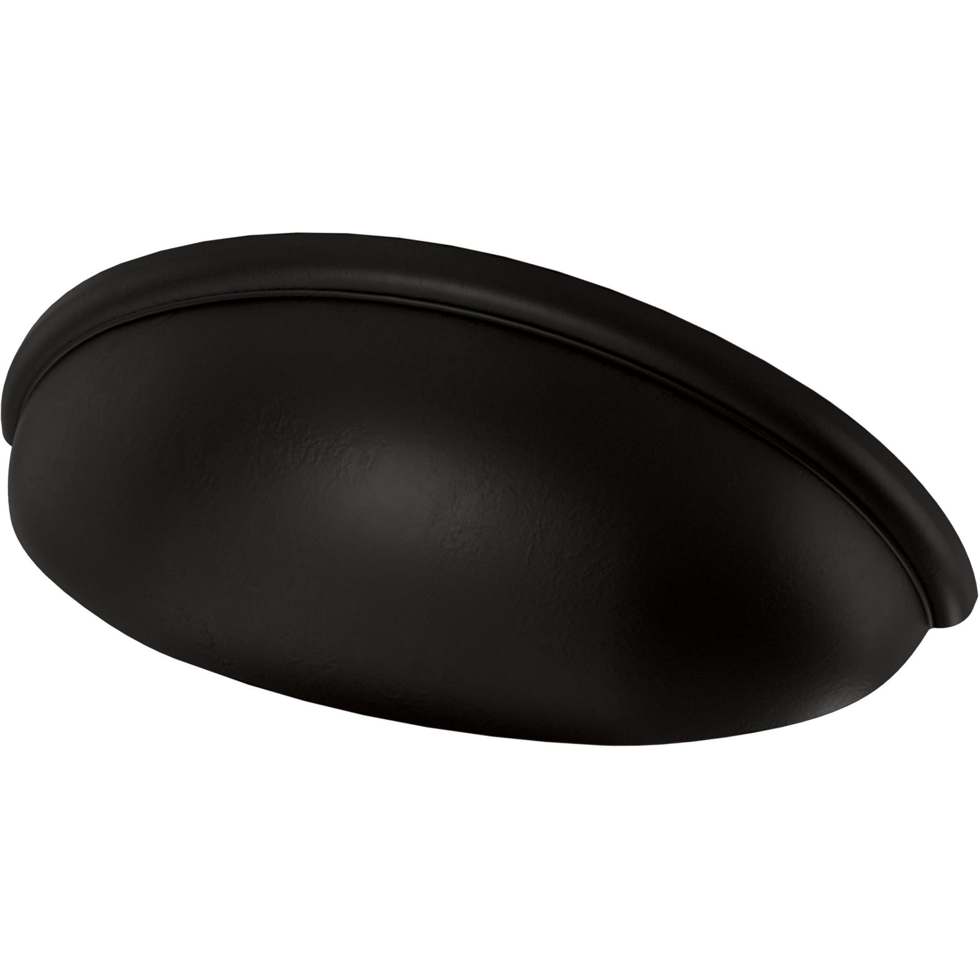 Matte Black Brass Cup Drawer Pulls with Installation Hardware