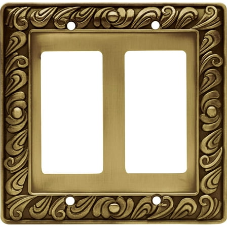 Franklin Brass Paisley Wall Plate, Tumbled Antique Brass Double Decorator Switch Cover, 1-Pack, 64038