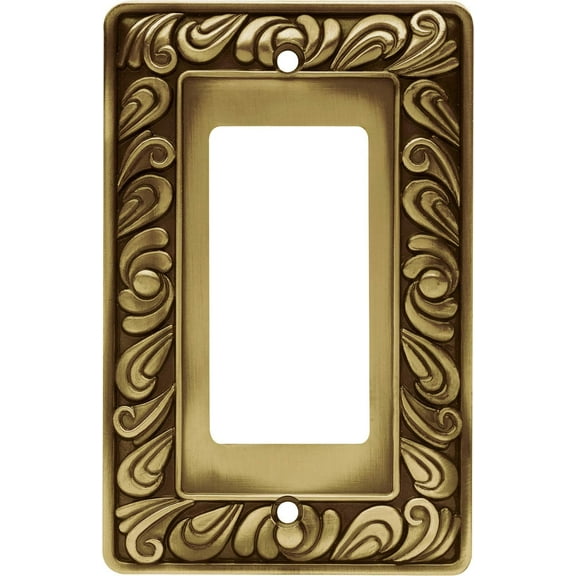 Franklin Brass Paisley (1-Pack) Decorative Light Switch Cover Tumbled Antique Brass 1-Gang Decorator/Rocker Wall Plate Electrical Outlet Guard 64047