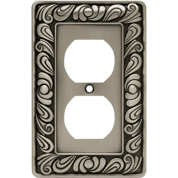 Franklin Brass Paisley Wall Plate, Brushed Satin Pewter Single Duplex Switch Cover, 1-Pack, 64044