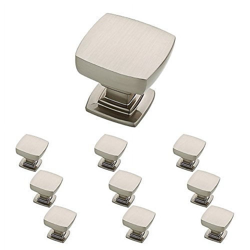 Brushed Nickel Square Cabinet Knob with Mounting Hardware