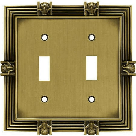 Franklin Brass 64470 Pineapple Double Toggle Switch Wall Plate/Switch Plate/Cover, Tumbled Antique Brass