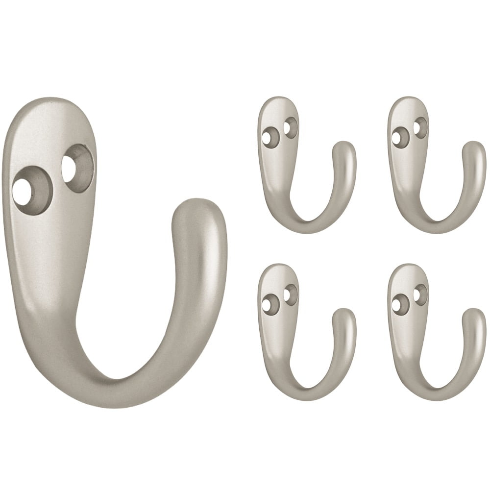 Matte Nickel Single Prong Wall Hook Set