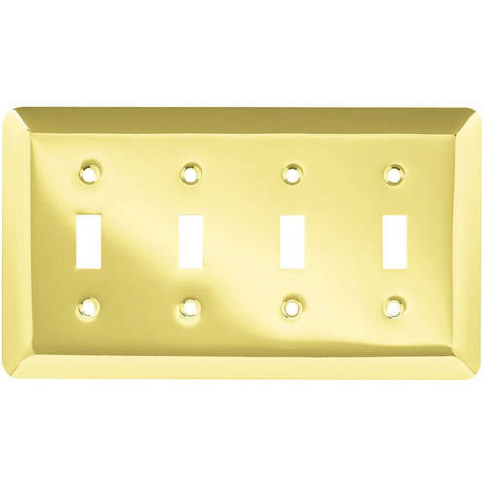 Franklin Brass Stamped Round Quad Switch Wall Plate in Polished Brass